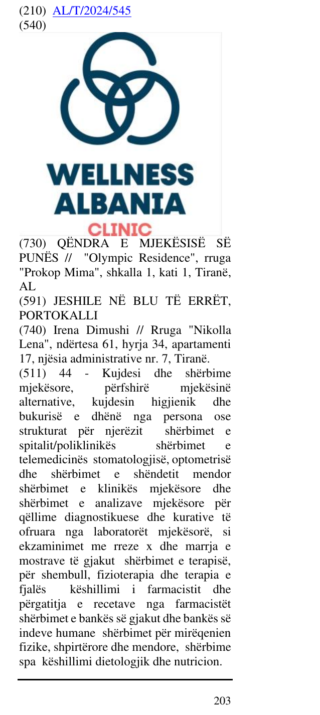 Zëri i markës WELLNESS ALBANIA CLINIC në buletin