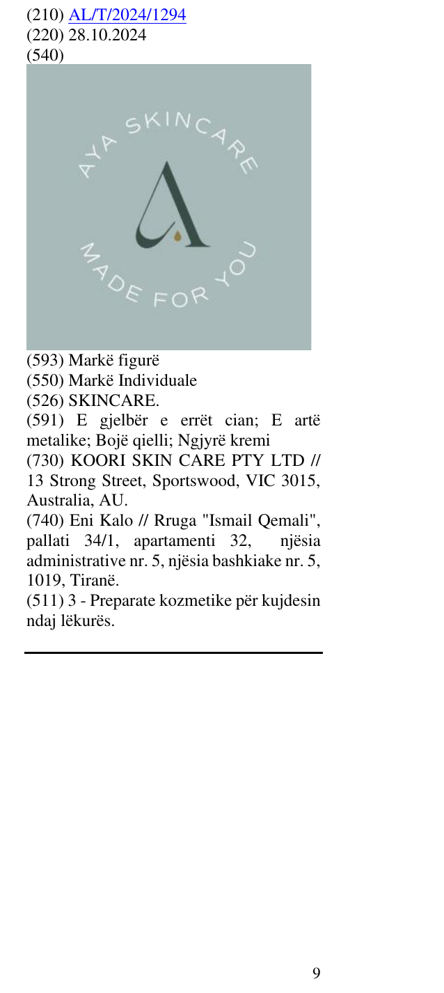 Zëri i markës SKINCARE. në buletin