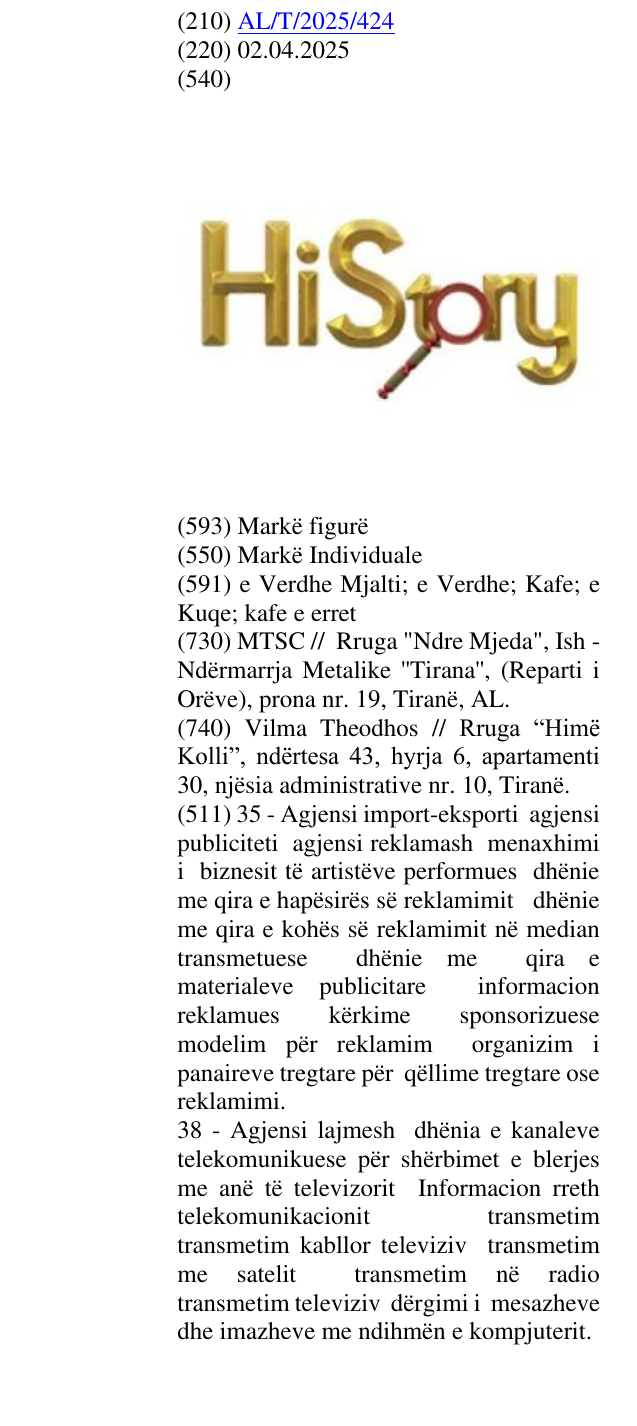 Zëri i markës HiStory në buletin