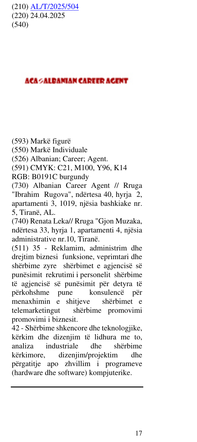 Zëri i markës Albanian; Career; Agent. në buletin