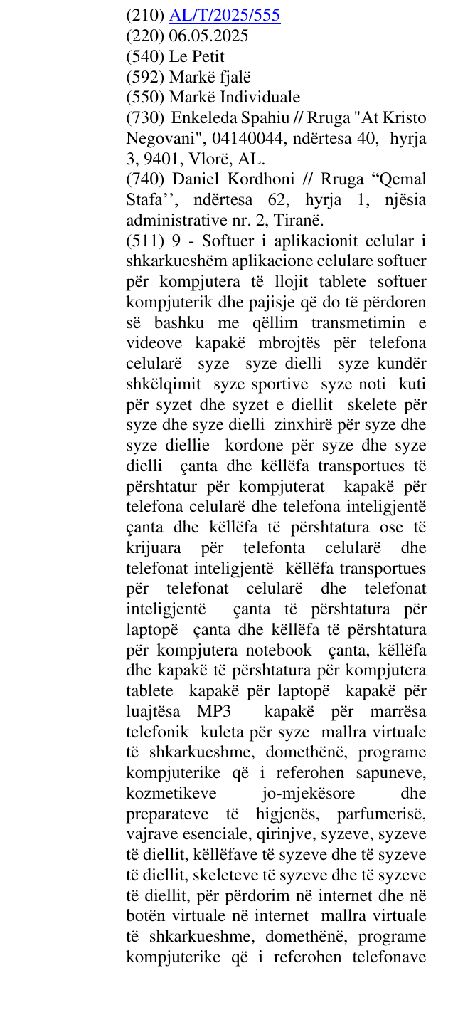 Zëri i markës Le Petit në buletin