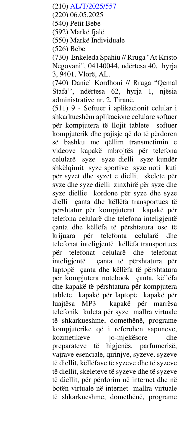 Zëri i markës Petit Bebe në buletin