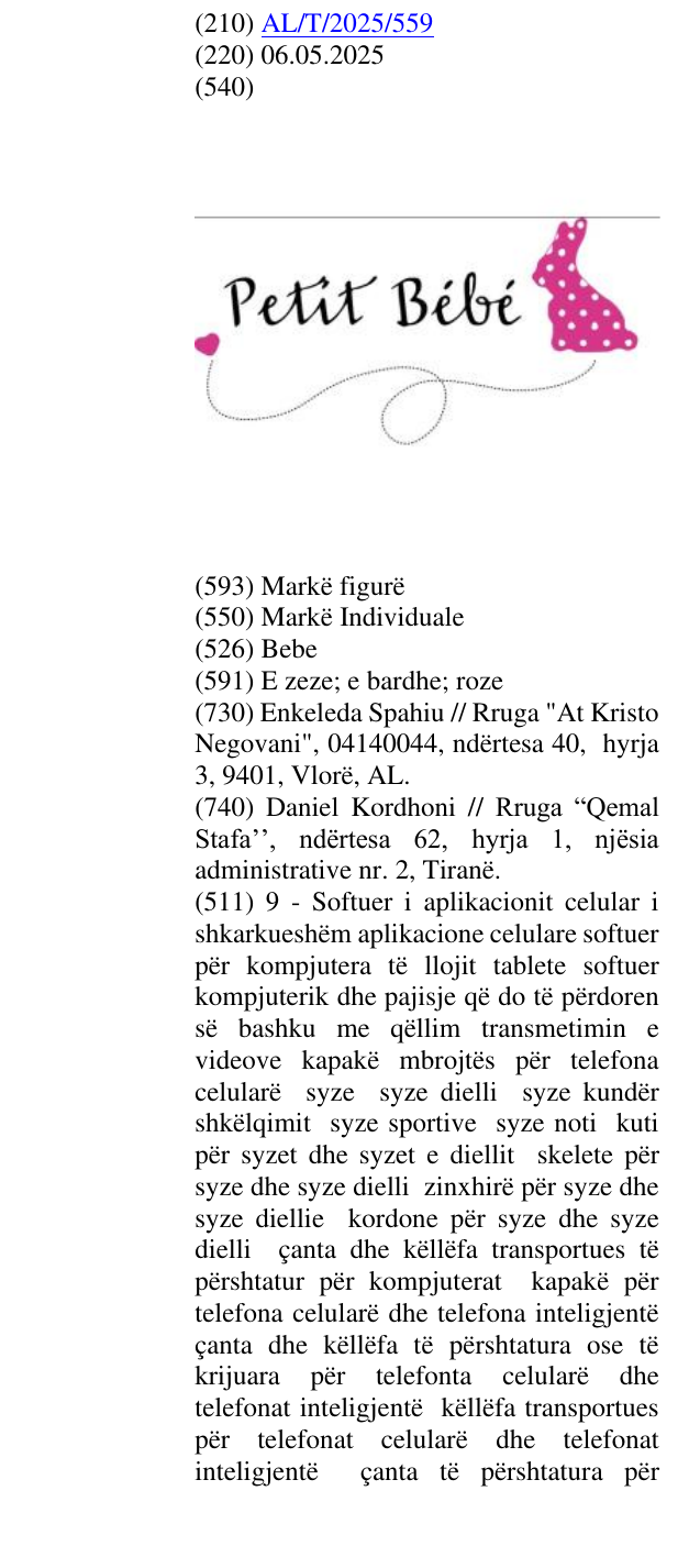 Zëri i markës Bebe në buletin
