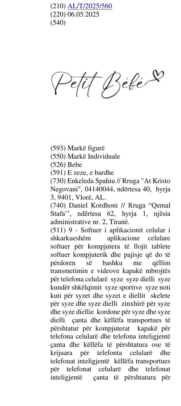 Zëri i markës Bebe në buletin