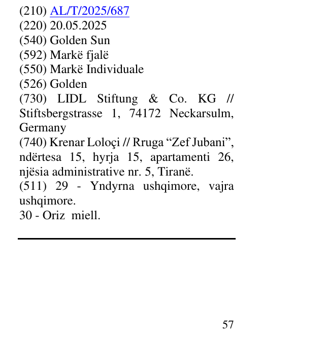 Zëri i markës Golden Sun në buletin