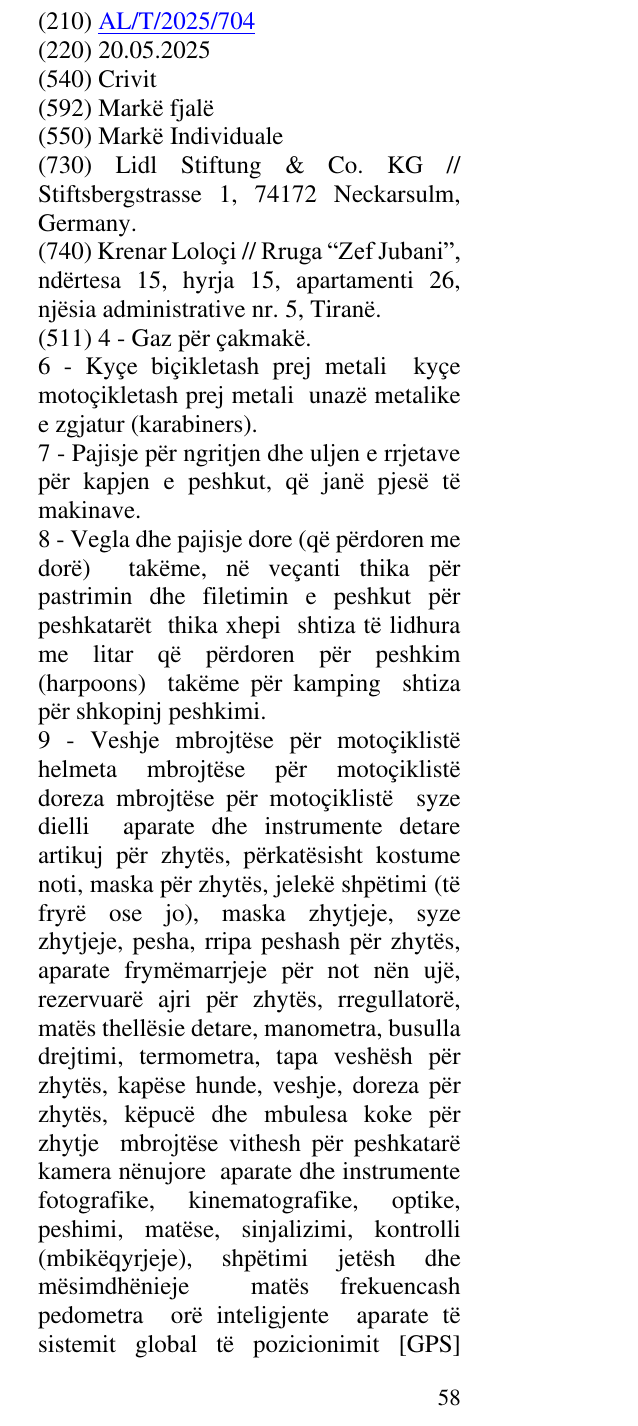 Zëri i markës Crivit në buletin