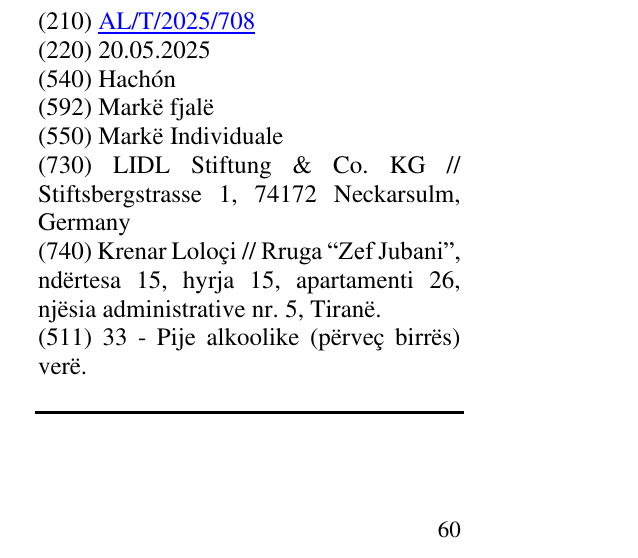 Zëri i markës Hachón në buletin