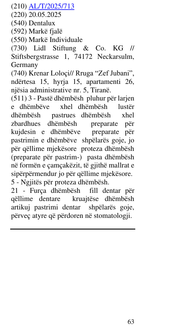 Zëri i markës Dentalux në buletin