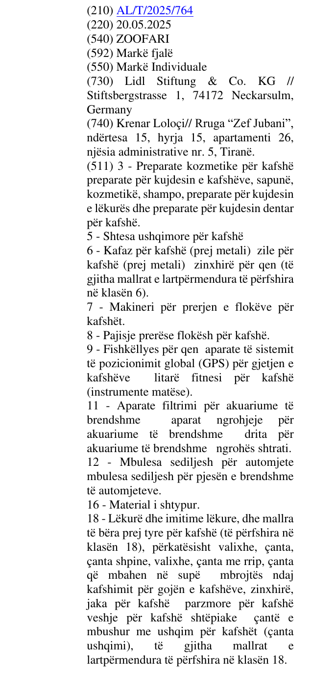 Zëri i markës ZOOFARI në buletin