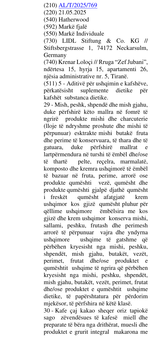 Zëri i markës Hatherwood në buletin