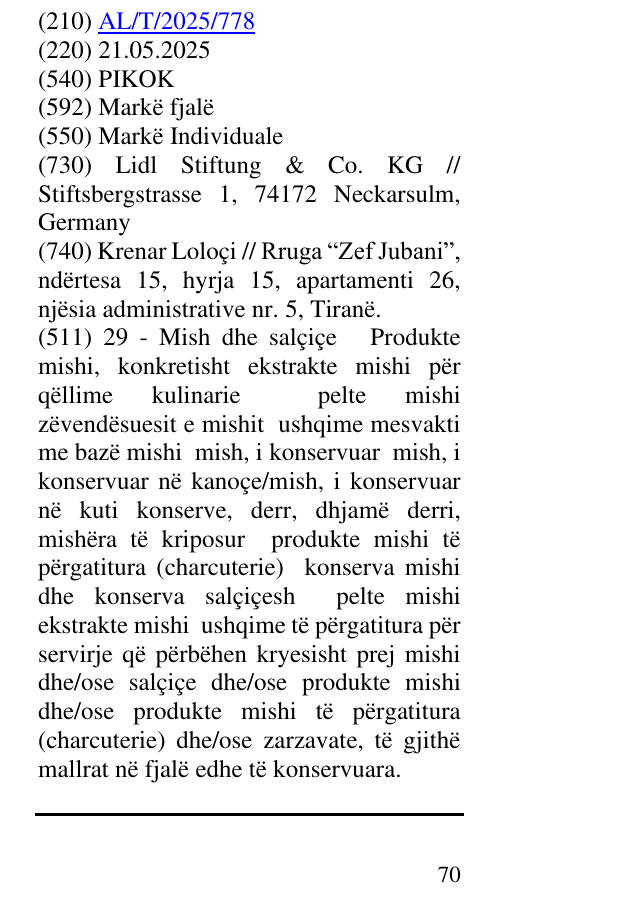 Zëri i markës PIKOK në buletin