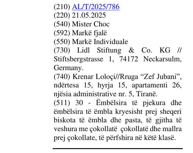 Zëri i markës Mister Choc në buletin