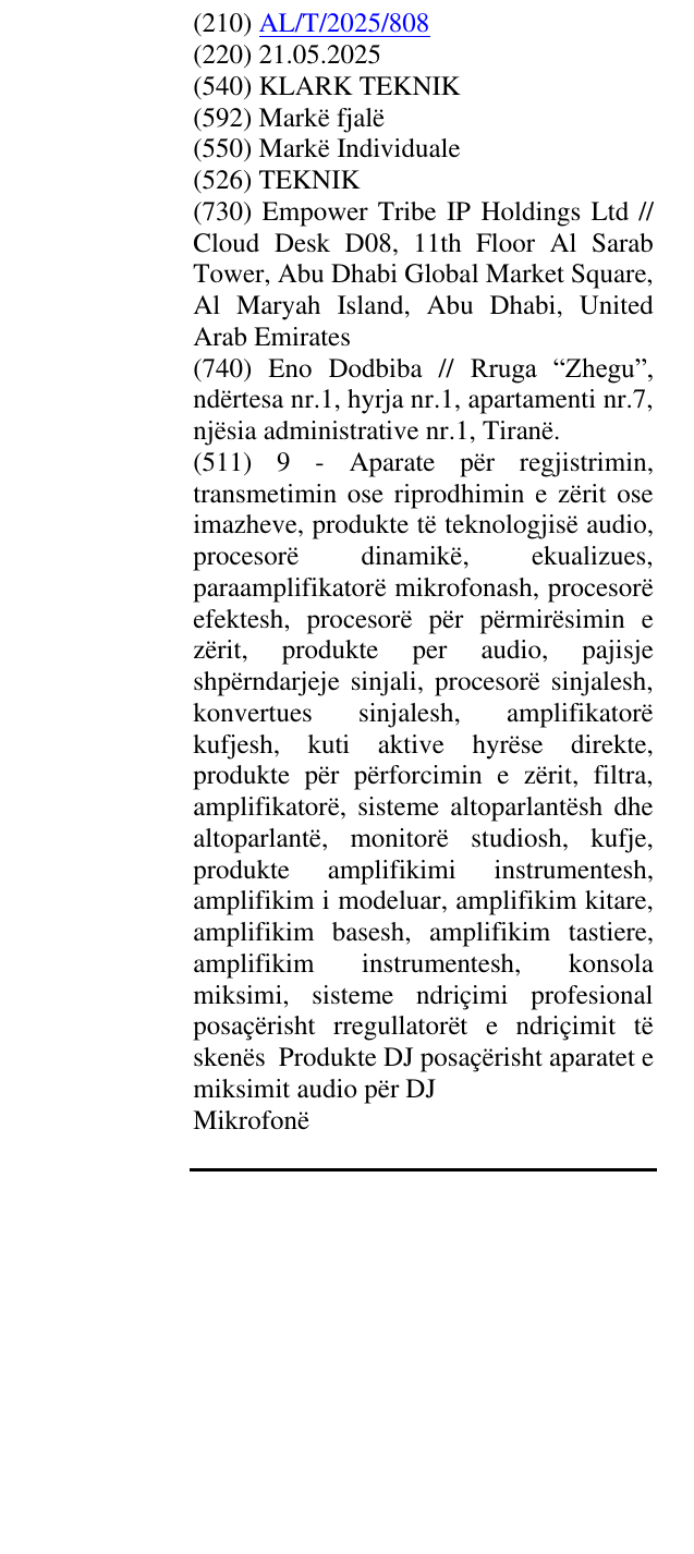 Zëri i markës KLARK TEKNIK në buletin