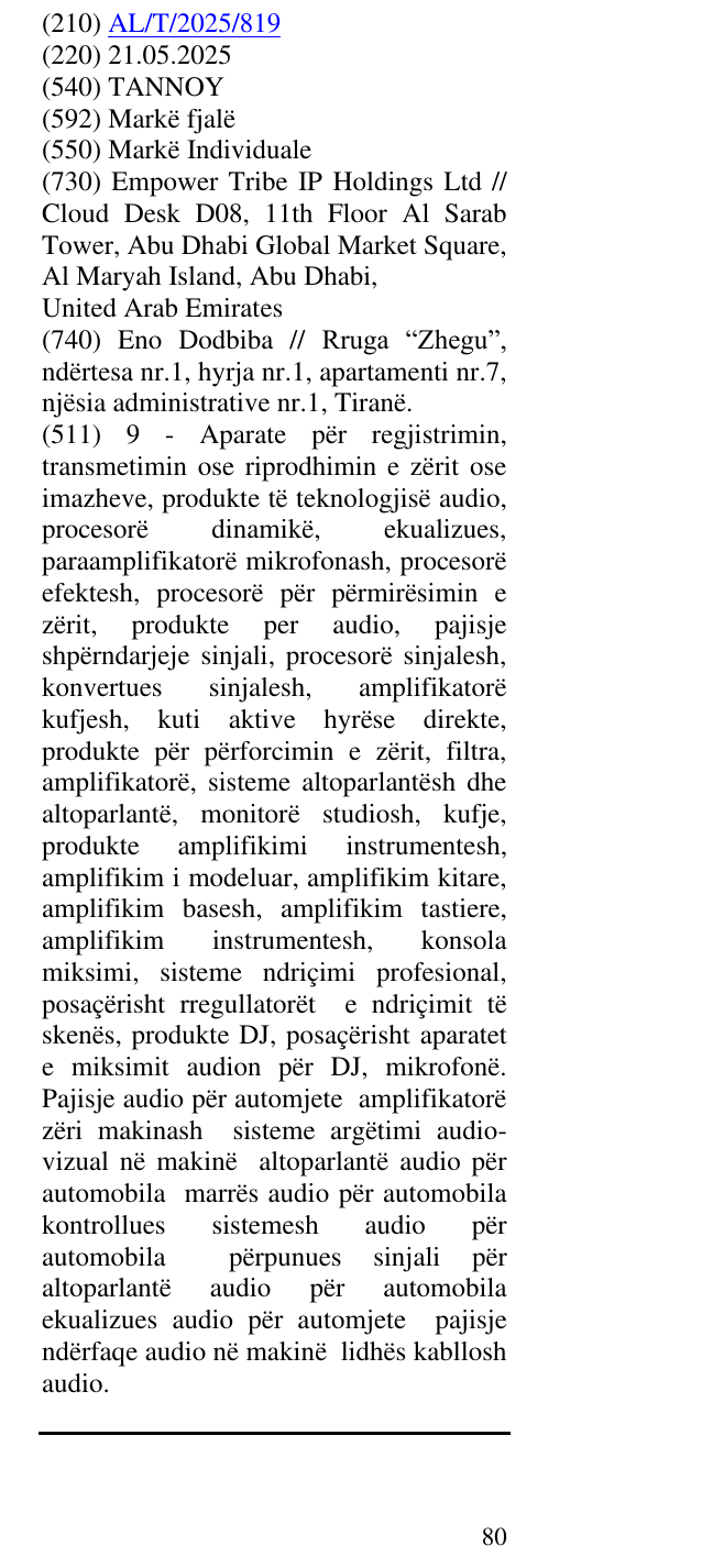 Zëri i markës TANNOY në buletin