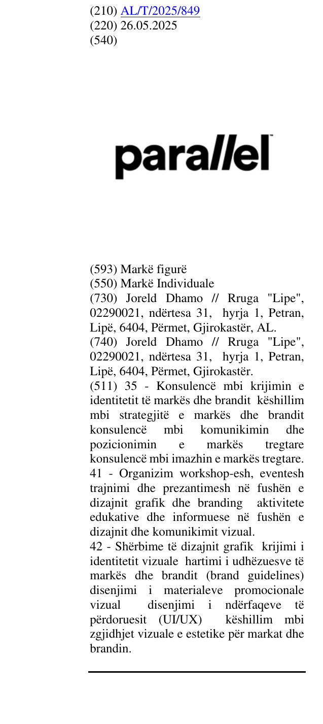 Zëri i markës parallel në buletin