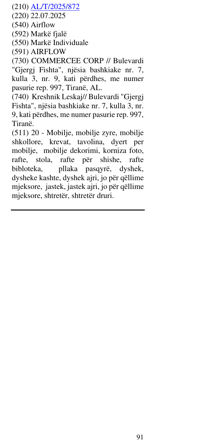 Zëri i markës Airflow në buletin