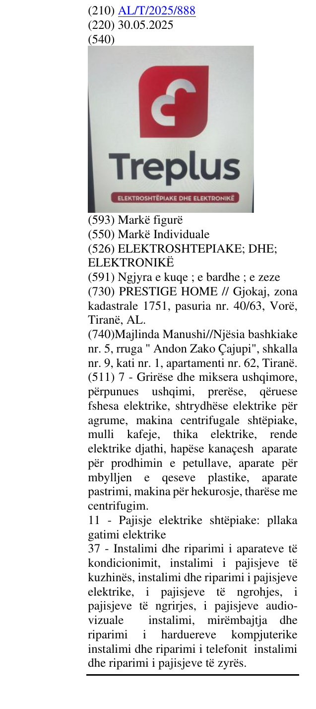 Zëri i markës ELEKTROSHTEPIAKE; DHE ; ELEKTRONIKË në buletin