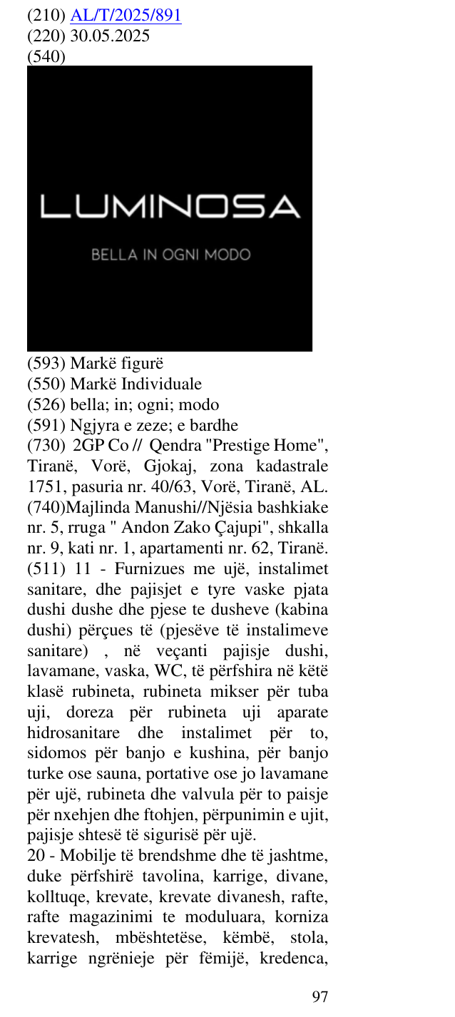 Zëri i markës bella; in; ogni; modo në buletin