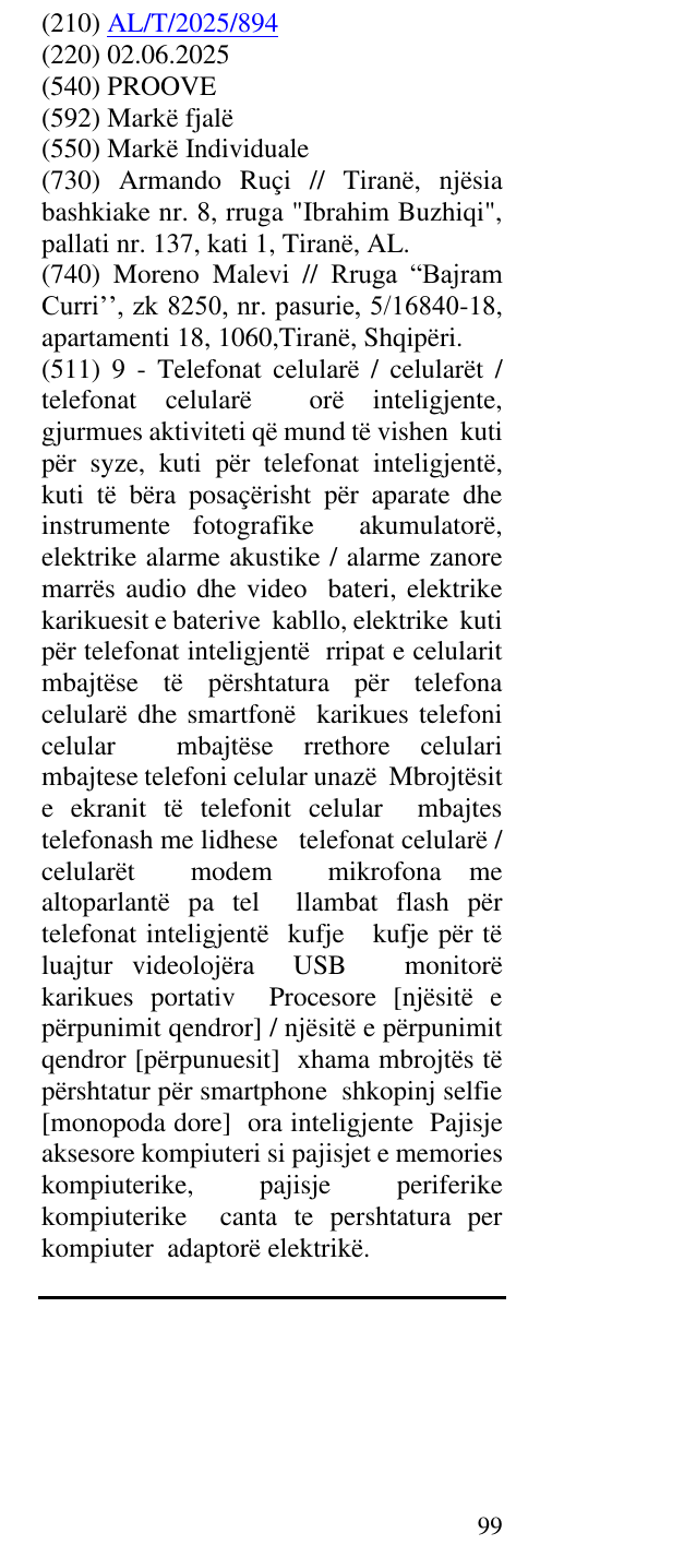 Zëri i markës PROOVE në buletin