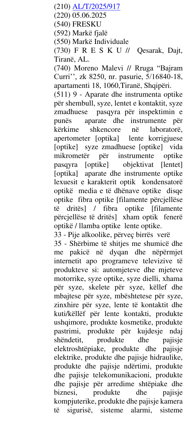 Zëri i markës FRESKU në buletin