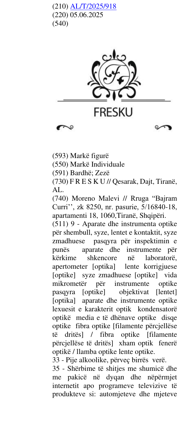 Zëri i markës FRESKU në buletin