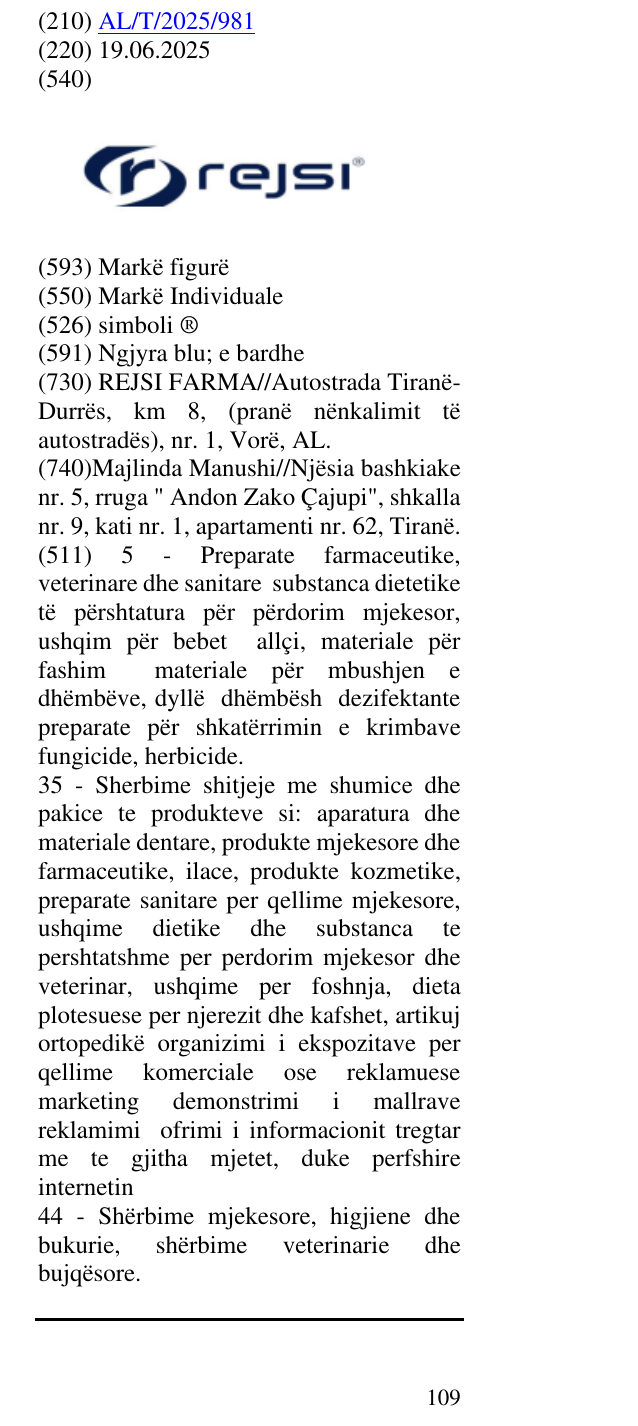 Zëri i markës simboli ® në buletin