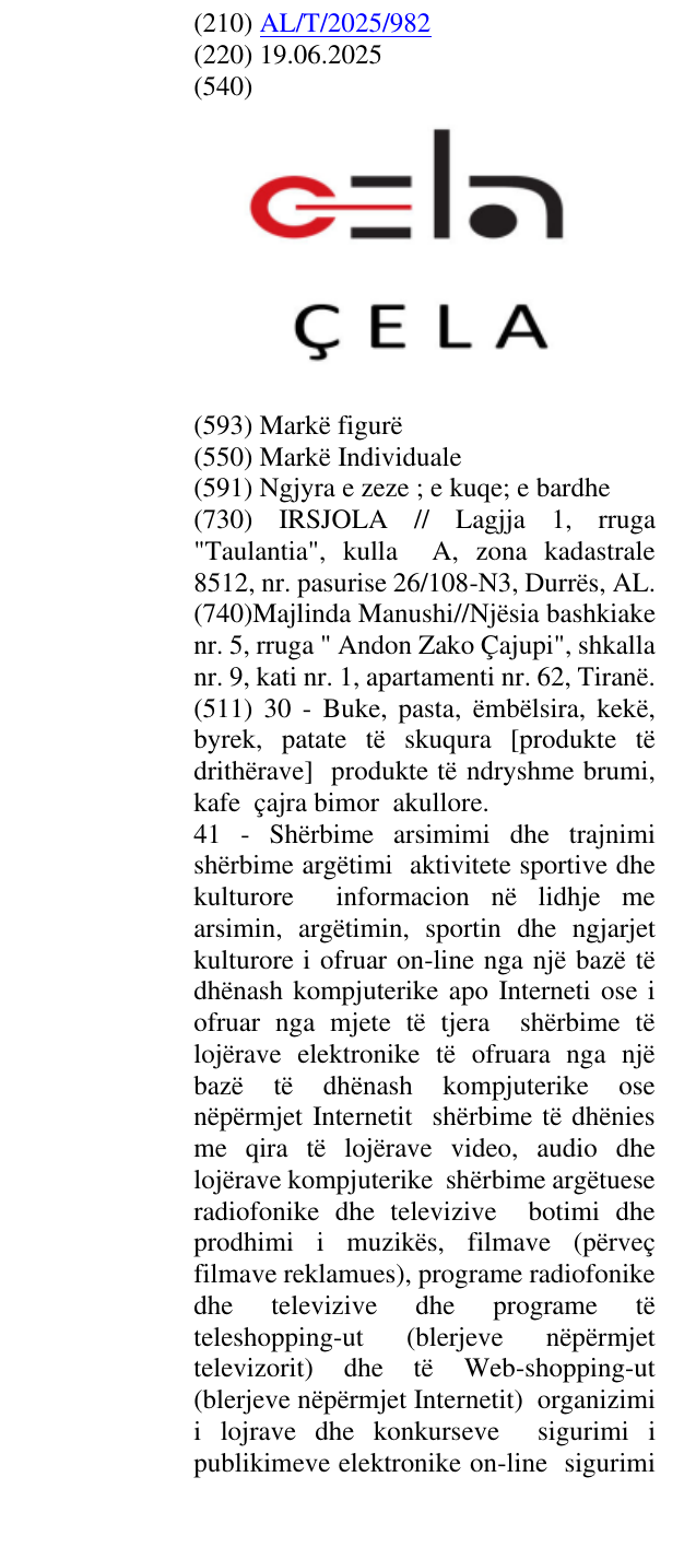 Zëri i markës CELA në buletin