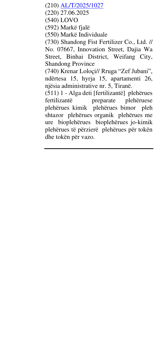 Zëri i markës LOVO në buletin