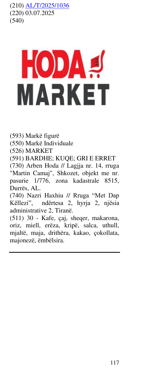 Zëri i markës MARKET në buletin