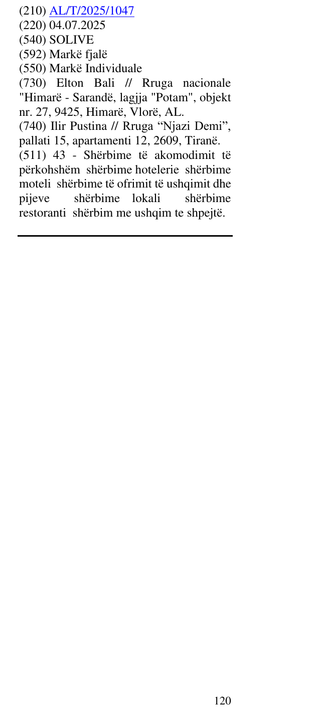 Zëri i markës SOLIVE në buletin