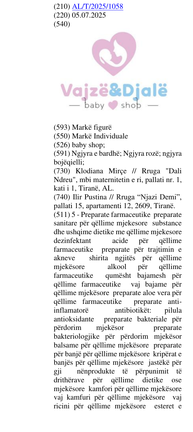 Zëri i markës baby shop; në buletin