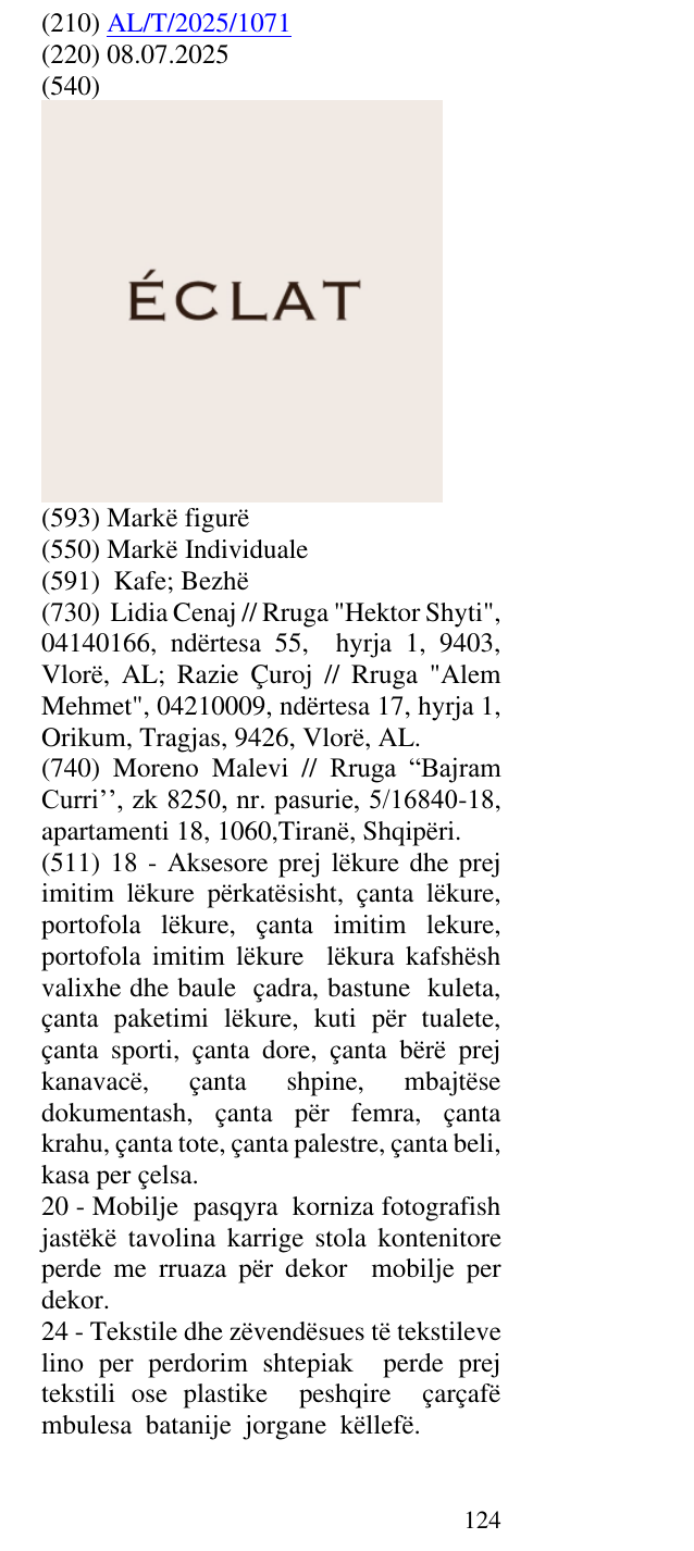 Zëri i markës ÉCLAT në buletin