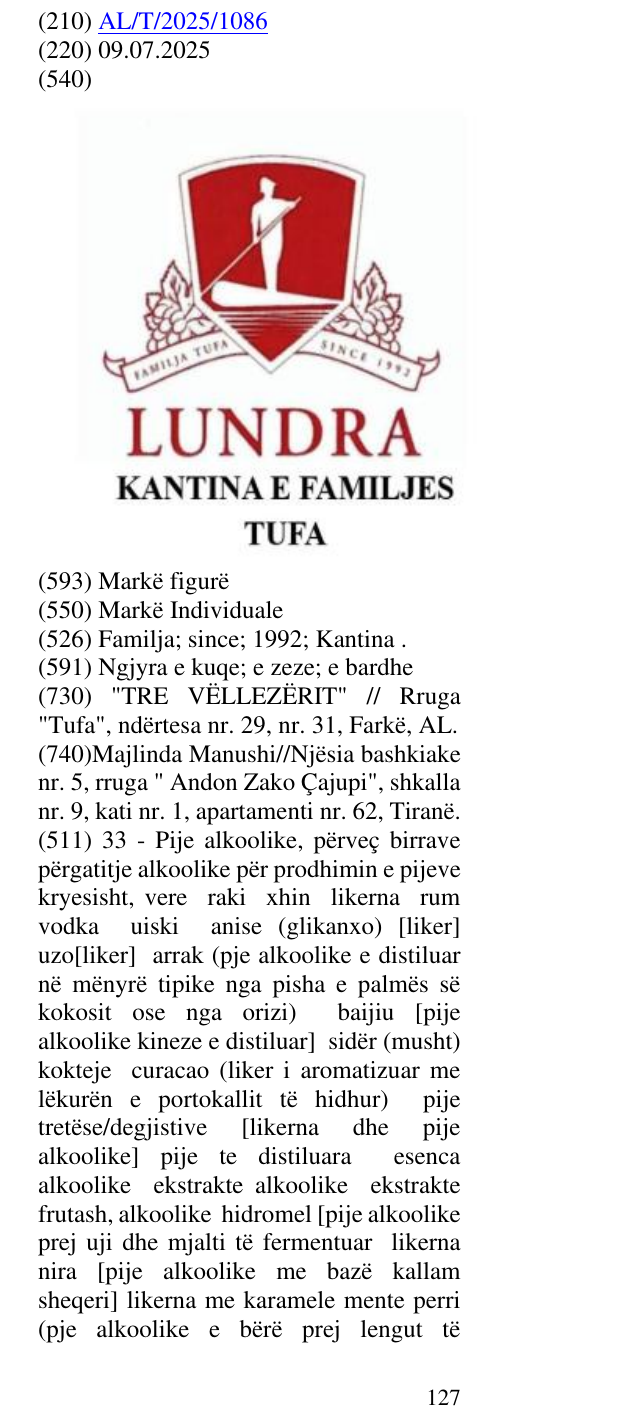 Zëri i markës Familja; since; 1992; Kantina . në buletin