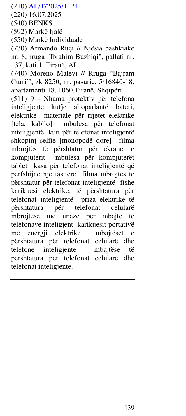 Zëri i markës BENKS në buletin