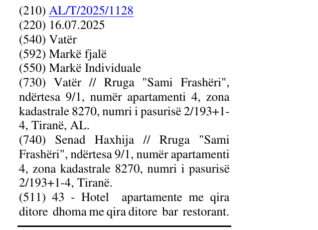 Zëri i markës Vatër në buletin