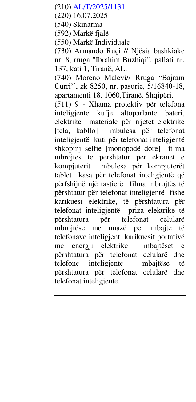 Zëri i markës Skinarma në buletin
