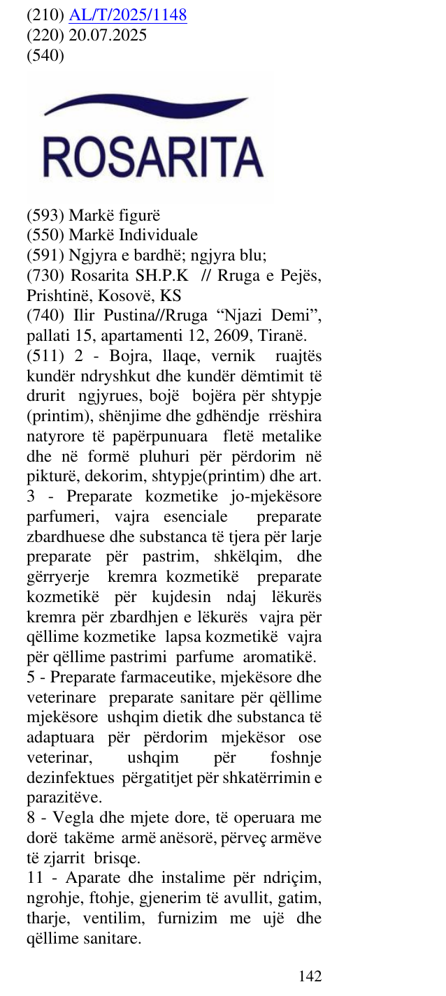 Zëri i markës ROSARITA në buletin