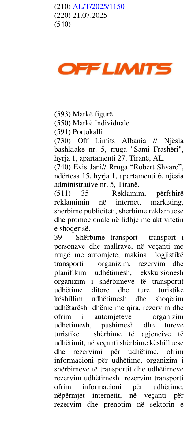 Zëri i markës OFF LIMITS në buletin