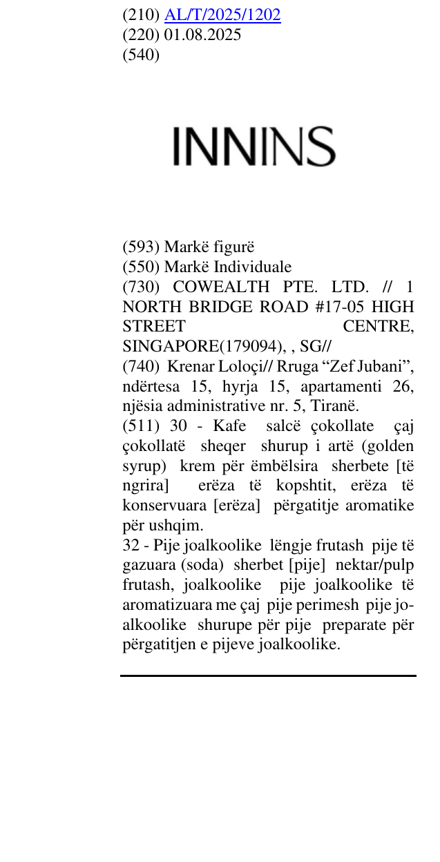Zëri i markës INNINS në buletin