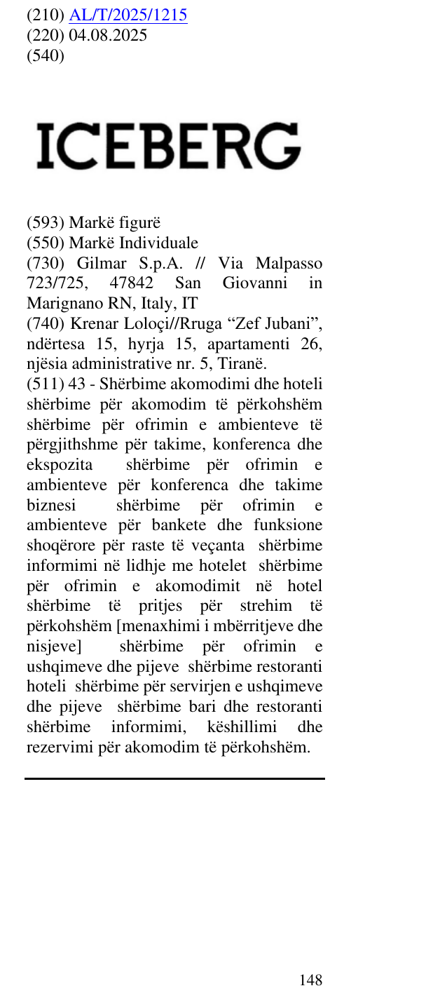 Zëri i markës ICEBERG në buletin