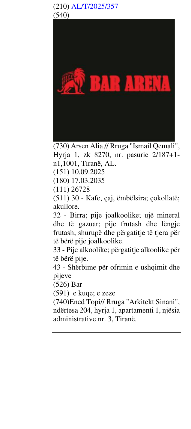 Zëri i markës Bar në buletin