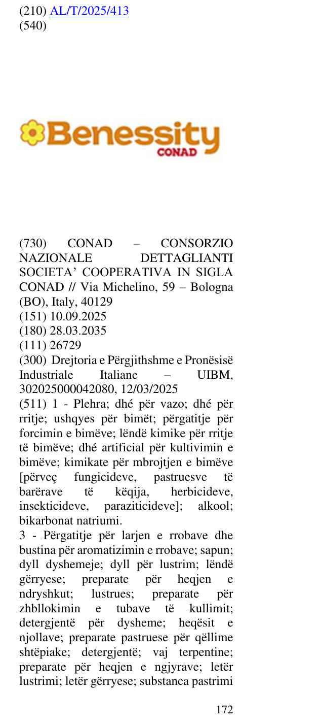 Zëri i markës Benessity CONAD në buletin