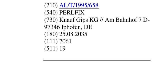Zëri i markës PERLFIX në buletin