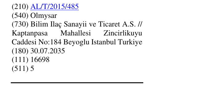 Zëri i markës Olmysar në buletin