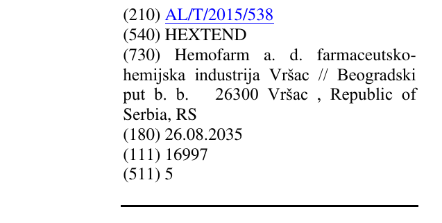 Zëri i markës HEXTEND në buletin