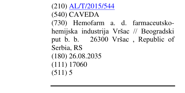 Zëri i markës CAVEDA në buletin