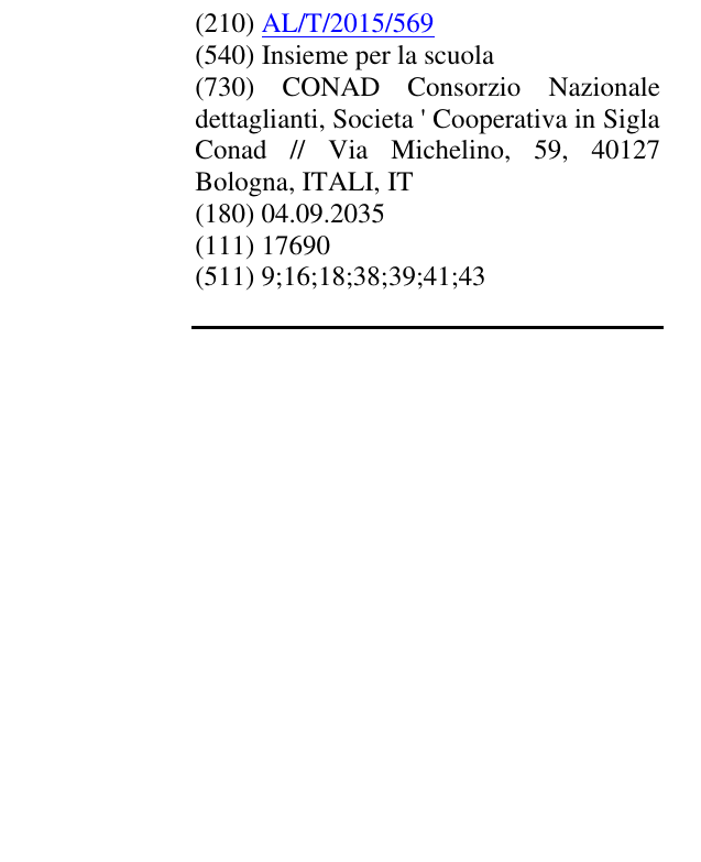 Zëri i markës Insieme per la scuola në buletin