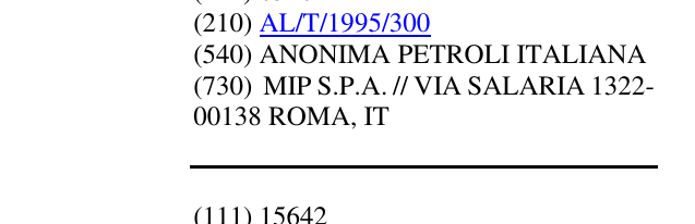 Zëri i markës ANONIMA PETROLI ITALIANA në buletin