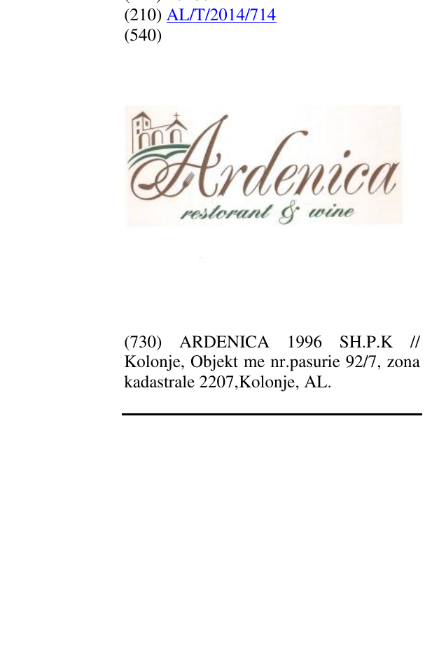 Zëri i markës ARDENICA në buletin