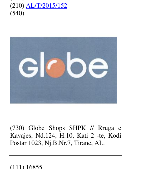 Zëri i markës Globe në buletin